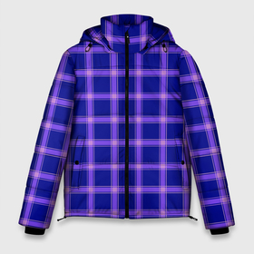 Мужская зимняя куртка 3D с принтом Фиолетовый клетчатый узор в Екатеринбурге, верх — 100% полиэстер; подкладка — 100% полиэстер; утеплитель — 100% полиэстер | длина ниже бедра, свободный силуэт Оверсайз. Есть воротник-стойка, отстегивающийся капюшон и ветрозащитная планка. 

Боковые карманы с листочкой на кнопках и внутренний карман на молнии. | геометрический | клетчатый узор | модный | современный | фиолетовый | шотландка