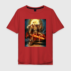 Мужская футболка хлопок Oversize с принтом Император человечества в Тюмени, 100% хлопок | свободный крой, круглый ворот, “спинка” длиннее передней части | warhammer | вархаммер | вархаммер 40000 | ересь | император | император человечества | империум | примарх