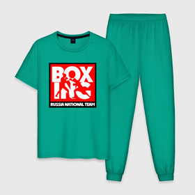 Мужская пижама хлопок с принтом Boxing team russia , 100% хлопок | брюки и футболка прямого кроя, без карманов, на брюках мягкая резинка на поясе и по низу штанин
 | boxer | boxing | mma | national team | russia | бокс | боксер