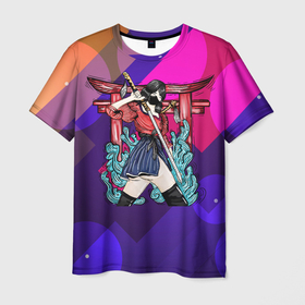 Мужская футболка 3D с принтом Девушка  самурай Кунаичи в Курске, 100% полиэфир | прямой крой, круглый вырез горловины, длина до линии бедер | девушка | девушка самурай | китай | кунаичи | куноичи | самурай