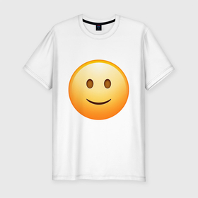 Мужская футболка хлопок Slim с принтом Эмодзи Простая Улыбка в Петрозаводске, 92% хлопок, 8% лайкра | приталенный силуэт, круглый вырез ворота, длина до линии бедра, короткий рукав | emoji | smile | смайлик | улыбка | эмоджи | эмодзи