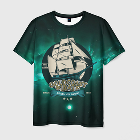 Мужская футболка 3D с принтом Gold coast pirate   корабль в Санкт-Петербурге, 100% полиэфир | прямой крой, круглый вырез горловины, длина до линии бедер | корабль | море | пират | пиратский | пиратский корабль