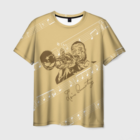 Мужская футболка 3D с принтом Великий джазмен   Луис Армстронг , 100% полиэфир | прямой крой, круглый вырез горловины, длина до линии бедер | армстронг | джаз | игра | музыка | труба