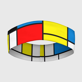 Повязка на голову 3D с принтом Texture of squares rectangles в Белгороде,  |  | abstraction | black | lines | neoplasticism | rectangles | red | squares | white | абстракция | белый | желтый | квадраты | композиция | красный | красочный | линии | минимализм | неопластицизм | прямоугольники | ретро | синий