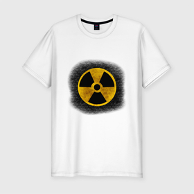 Мужская футболка хлопок Slim с принтом Знак радиоактивность , 92% хлопок, 8% лайкра | приталенный силуэт, круглый вырез ворота, длина до линии бедра, короткий рукав | знак | кирпич | опасность | радиация | стена