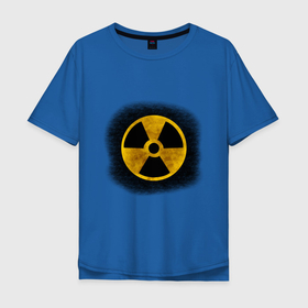 Мужская футболка хлопок Oversize с принтом Знак радиоактивность в Белгороде, 100% хлопок | свободный крой, круглый ворот, “спинка” длиннее передней части | знак | кирпич | опасность | радиация | стена