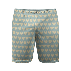 Мужские шорты спортивные с принтом Бежевые сердечки ,  |  | абстрактные | классика | классические | нейтральные | спокойные | узор | узоры