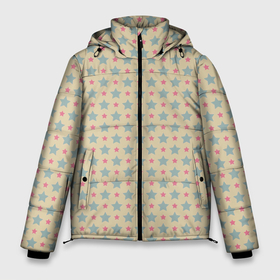 Мужская зимняя куртка 3D с принтом Бежевые звездочки в Новосибирске, верх — 100% полиэстер; подкладка — 100% полиэстер; утеплитель — 100% полиэстер | длина ниже бедра, свободный силуэт Оверсайз. Есть воротник-стойка, отстегивающийся капюшон и ветрозащитная планка. 

Боковые карманы с листочкой на кнопках и внутренний карман на молнии. | абстрактные | классика | классические | нейтральные | спокойные | узор | узоры