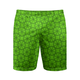 Мужские шорты спортивные с принтом Зеленые колеса ,  |  | абстрактные | классика | классические | нейтральные | спокойные | узор | узоры