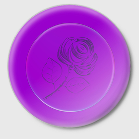 Значок с принтом на фиолетовом фоне розочка в мыльном пузыре ,  металл | круглая форма, металлическая застежка в виде булавки | 