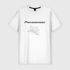 Мужская футболка хлопок Slim с принтом Pensioneer Cassette в Санкт-Петербурге, 92% хлопок, 8% лайкра | приталенный силуэт, круглый вырез ворота, длина до линии бедра, короткий рукав | 