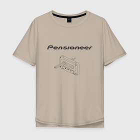 Мужская футболка хлопок Oversize с принтом Pensioneer Cassette в Санкт-Петербурге, 100% хлопок | свободный крой, круглый ворот, “спинка” длиннее передней части | Тематика изображения на принте: 