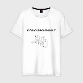 Мужская футболка хлопок с принтом Pensioneer Cassette в Санкт-Петербурге, 100% хлопок | прямой крой, круглый вырез горловины, длина до линии бедер, слегка спущенное плечо. | Тематика изображения на принте: 