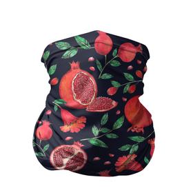 Бандана-труба 3D с принтом Красные гранаты на темном фоне в Петрозаводске, 100% полиэстер, ткань с особыми свойствами — Activecool | плотность 150‒180 г/м2; хорошо тянется, но сохраняет форму | greensoul | pomegranate | гранат | гранаты | красные гранаты | красные фрукты | фрукт | фрукты | цветы граната