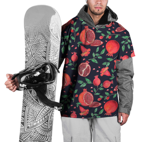 Накидка на куртку 3D с принтом Красные гранаты на темном фоне в Кировске, 100% полиэстер |  | greensoul | pomegranate | гранат | гранаты | красные гранаты | красные фрукты | фрукт | фрукты | цветы граната