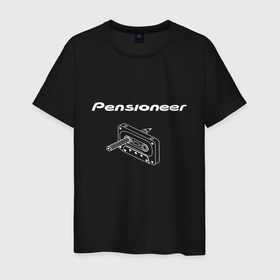 Мужская футболка хлопок с принтом Pensioneer Cassette: black edition в Кировске, 100% хлопок | прямой крой, круглый вырез горловины, длина до линии бедер, слегка спущенное плечо. | 