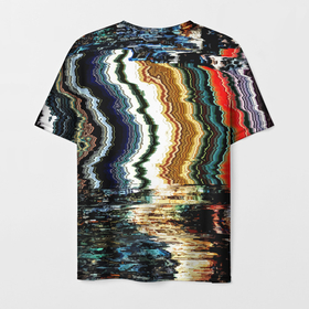 Мужская футболка 3D с принтом Glitch pattern   fashion trend в Тюмени, 100% полиэфир | прямой крой, круглый вырез горловины, длина до линии бедер | abstraction | color | fashion | glitch | pattern | wave | абстракция | волна | глитч | мода | паттерн | цвет