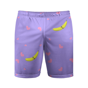 Мужские шорты спортивные с принтом Малыш банан в Белгороде,  |  | Тематика изображения на принте: банан | бананчик | дети | желтый | малыш | милаш | милое | розовый | сердечки | сердце | сиреневый