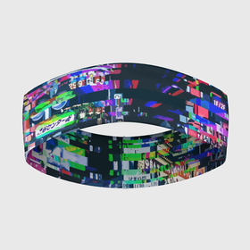 Повязка на голову 3D с принтом Ночной город  glitch в Курске,  |  | advertisement | city | glitch | lights | megapolis | night | глитч | город | мегаполис | ночь | огни