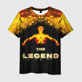 Мужская футболка 3D с принтом Кунг фу легенда Брюс Ли в Кировске, 100% полиэфир | прямой крой, круглый вырез горловины, длина до линии бедер | боец | брюс ли | кунг фу | кунгфу | легенда | мастер | огненный