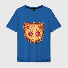 Мужская футболка хлопок Oversize с принтом Пицца панда в Новосибирске, 100% хлопок | свободный крой, круглый ворот, “спинка” длиннее передней части | Тематика изображения на принте: арт | вредная еда | додо | звери | иллюстрация | колбаски | пандочка