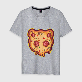 Мужская футболка хлопок с принтом Пицца панда в Новосибирске, 100% хлопок | прямой крой, круглый вырез горловины, длина до линии бедер, слегка спущенное плечо. | арт | вредная еда | додо | звери | иллюстрация | колбаски | пандочка