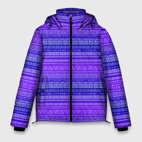Мужская зимняя куртка 3D с принтом Узор в стиле бохо на фиолетовом фоне в Новосибирске, верх — 100% полиэстер; подкладка — 100% полиэстер; утеплитель — 100% полиэстер | длина ниже бедра, свободный силуэт Оверсайз. Есть воротник-стойка, отстегивающийся капюшон и ветрозащитная планка. 

Боковые карманы с листочкой на кнопках и внутренний карман на молнии. | Тематика изображения на принте: bohemian chic | boho | богемный шик | бохо | графика