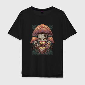 Мужская футболка хлопок Oversize с принтом Очень злые грибы в Кировске, 100% хлопок | свободный крой, круглый ворот, “спинка” длиннее передней части | monsters | mushrooms | грибы | живые грибы | монстры