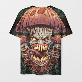 Мужская футболка 3D с принтом Злые грибы монстры в Екатеринбурге, 100% полиэфир | прямой крой, круглый вырез горловины, длина до линии бедер | Тематика изображения на принте: monsters | mushrooms | грибы | монстры | мутированные грибы