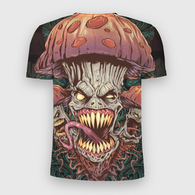 Мужская футболка 3D Slim с принтом Злые грибы монстры в Белгороде, 100% полиэстер с улучшенными характеристиками | приталенный силуэт, круглая горловина, широкие плечи, сужается к линии бедра | monsters | mushrooms | грибы | монстры | мутированные грибы