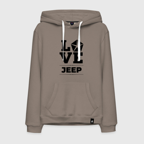 Мужская толстовка хлопок с принтом Jeep Love Classic в Екатеринбурге, френч-терри, мягкий теплый начес внутри (100% хлопок) | карман-кенгуру, эластичные манжеты и нижняя кромка, капюшон с подкладом и шнурком | Тематика изображения на принте: 