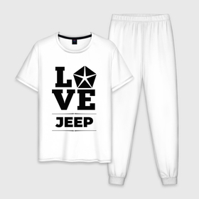 Мужская пижама хлопок с принтом Jeep Love Classic в Новосибирске, 100% хлопок | брюки и футболка прямого кроя, без карманов, на брюках мягкая резинка на поясе и по низу штанин
 | Тематика изображения на принте: 