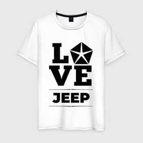 Мужская футболка хлопок с принтом Jeep Love Classic в Новосибирске, 100% хлопок | прямой крой, круглый вырез горловины, длина до линии бедер, слегка спущенное плечо. | Тематика изображения на принте: 