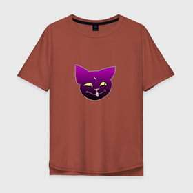 Мужская футболка хлопок Oversize с принтом Черный кот Лов в Тюмени, 100% хлопок | свободный крой, круглый ворот, “спинка” длиннее передней части | градиент | кот | милый | сердечко | черныйкот
