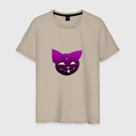 Мужская футболка хлопок с принтом Черный кот Лов в Новосибирске, 100% хлопок | прямой крой, круглый вырез горловины, длина до линии бедер, слегка спущенное плечо. | градиент | кот | милый | сердечко | черныйкот