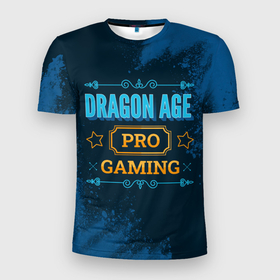 Мужская футболка 3D Slim с принтом Игра Dragon Age: PRO Gaming , 100% полиэстер с улучшенными характеристиками | приталенный силуэт, круглая горловина, широкие плечи, сужается к линии бедра | Тематика изображения на принте: dragon age | logo | pro | драгон эйдж | игра | игры | краска | краски | лого | логотип | символ