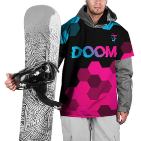 Накидка на куртку 3D с принтом Doom Neon Gradient в Новосибирске, 100% полиэстер |  | Тематика изображения на принте: doom | logo | градиент | дум | игра | игры | лого | логотип | неон | символ | соты