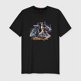 Мужская футболка хлопок Slim с принтом Tekken 7 Kazuya vs Heihachi , 92% хлопок, 8% лайкра | приталенный силуэт, круглый вырез ворота, длина до линии бедра, короткий рукав | heihachi | kazuya | tekken | tekken 7 | теккен
