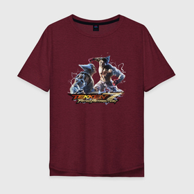 Мужская футболка хлопок Oversize с принтом Tekken 7 Kazuya vs Heihachi в Белгороде, 100% хлопок | свободный крой, круглый ворот, “спинка” длиннее передней части | heihachi | kazuya | tekken | tekken 7 | теккен