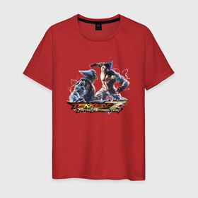 Мужская футболка хлопок с принтом Tekken 7 Kazuya vs Heihachi в Белгороде, 100% хлопок | прямой крой, круглый вырез горловины, длина до линии бедер, слегка спущенное плечо. | heihachi | kazuya | tekken | tekken 7 | теккен