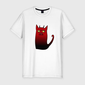 Мужская футболка хлопок Slim с принтом Чертикот в Екатеринбурге, 92% хлопок, 8% лайкра | приталенный силуэт, круглый вырез ворота, длина до линии бедра, короткий рукав | кот | коточерт | рогатый кот | черный кот | черт