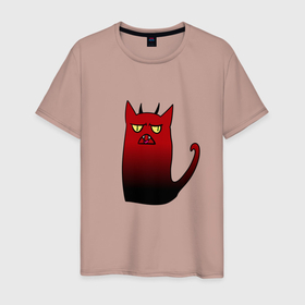 Мужская футболка хлопок с принтом Чертикот в Екатеринбурге, 100% хлопок | прямой крой, круглый вырез горловины, длина до линии бедер, слегка спущенное плечо. | кот | коточерт | рогатый кот | черный кот | черт