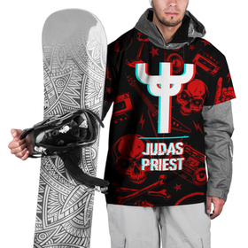 Накидка на куртку 3D с принтом Judas Priest Rock Glitch в Петрозаводске, 100% полиэстер |  | Тематика изображения на принте: 