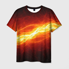 Мужская футболка 3D с принтом Искровой разряд молнии в Курске, 100% полиэфир | прямой крой, круглый вырез горловины, длина до линии бедер | lightning | молнии | разряд молнии | удар молнии | электричество