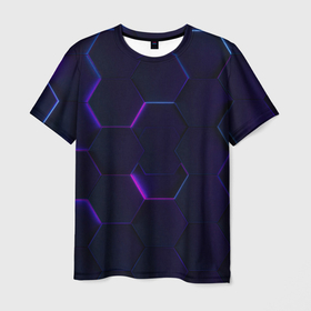 Мужская футболка 3D с принтом Фигурный фиолетовый фон в Екатеринбурге, 100% полиэфир | прямой крой, круглый вырез горловины, длина до линии бедер | diamonds | plates | shapes | плиты | ромбы | фигуры