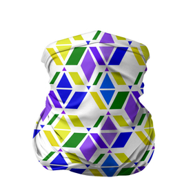 Бандана-труба 3D с принтом Разноцветный неоновый геометрический узор в Курске, 100% полиэстер, ткань с особыми свойствами — Activecool | плотность 150‒180 г/м2; хорошо тянется, но сохраняет форму | Тематика изображения на принте: геометрические фигуры | геометрический узор | неоновый зеленый | неоновый узор | разноцветный | фиолетовый