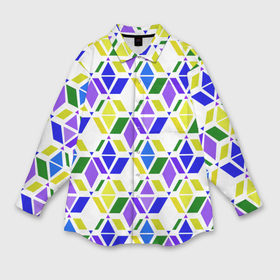 Мужская рубашка oversize 3D с принтом Разноцветный  геометрический узор в Кировске,  |  | геометрические фигуры | геометрический узор | неоновый зеленый | неоновый узор | разноцветный | фиолетовый