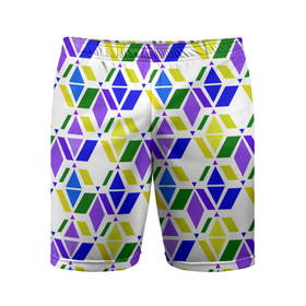 Мужские шорты спортивные с принтом Разноцветный неоновый геометрический узор ,  |  | геометрические фигуры | геометрический узор | неоновый зеленый | неоновый узор | разноцветный | фиолетовый