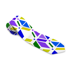 Галстук 3D с принтом Разноцветный неоновый геометрический узор в Екатеринбурге, 100% полиэстер | Длина 148 см; Плотность 150-180 г/м2 | геометрические фигуры | геометрический узор | неоновый зеленый | неоновый узор | разноцветный | фиолетовый