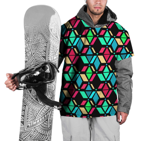 Накидка на куртку 3D с принтом Геометрические фигуры темная текстура в Новосибирске, 100% полиэстер |  | геометрический узор | разноцветные фигуры | разноцветный | темный | черный